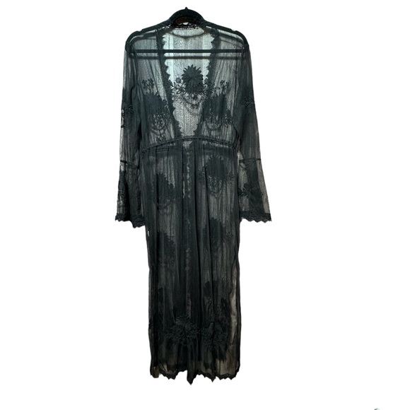 Other - Black Lace Embroidered Sheer Robe/Kimino